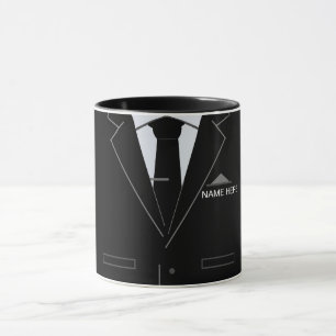 Personalised Name Business Gift Mug Black Suit