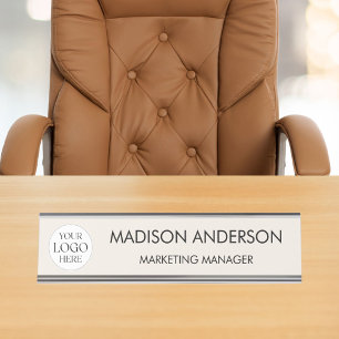 Personalised Name Business Logo Modern Minimalist Desk Name Plate