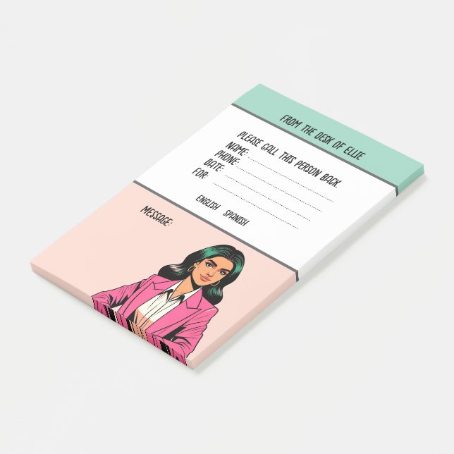 Personalised Name Business Phone Message Office Post-it Notes (Angled)