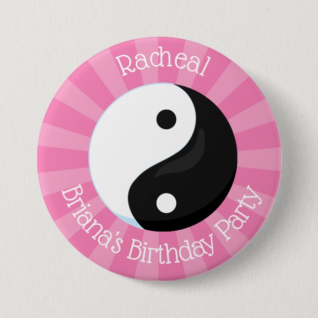 Personalised Name Button Karate Party for a Girl (Front)