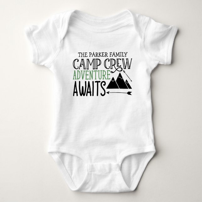 Personalised NAME Cabin Camping Adventure Baby Bodysuit (Front)