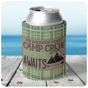 Personalised NAME Cabin Camping Adventure Can Cooler
