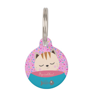 Personalised Name Candy Sprinkles Cat Pet Tag