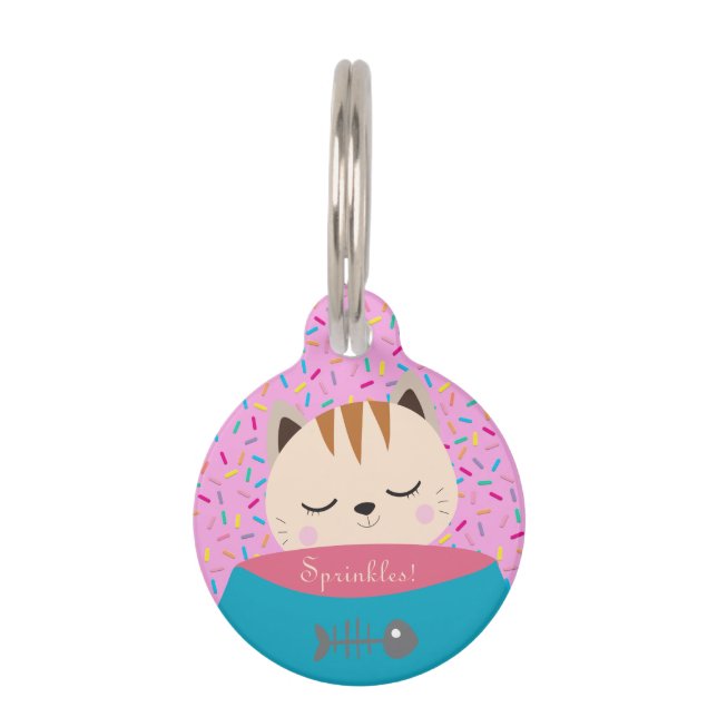 Personalised Name Candy Sprinkles Cat Pet Tag (Front)
