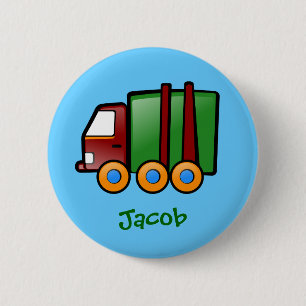 Personalised Name Cartoon Truck 6 Cm Round Badge