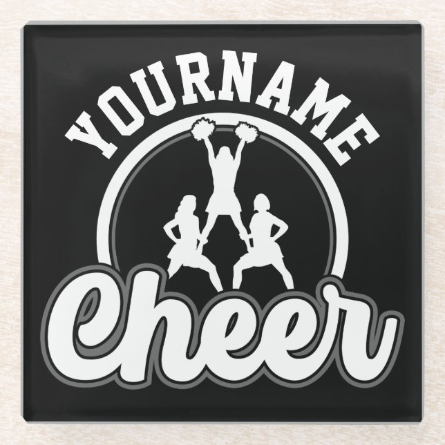 Personalised NAME Cheer Team Varsity Cheerleader Glass Coaster (Front)