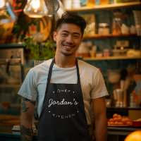 Personalised Name Chef's Kitchen Black white