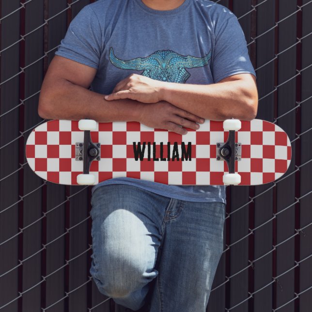 Personalised Name Chequerboard Pattern  Skateboard (Outdoor 3)