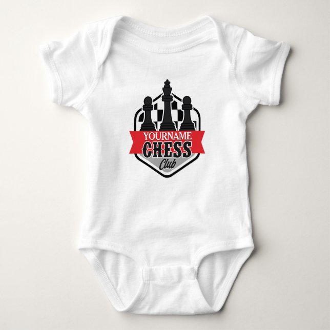 Personalised NAME Chess Player Club Checkmate  Baby Bodysuit (Front)