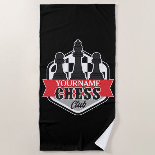 Personalised NAME Chess Player Club Checkmate Beach Towel