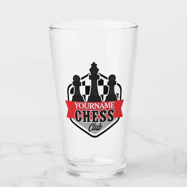 Personalised NAME Chess Player Club Checkmate  Glass (Front)