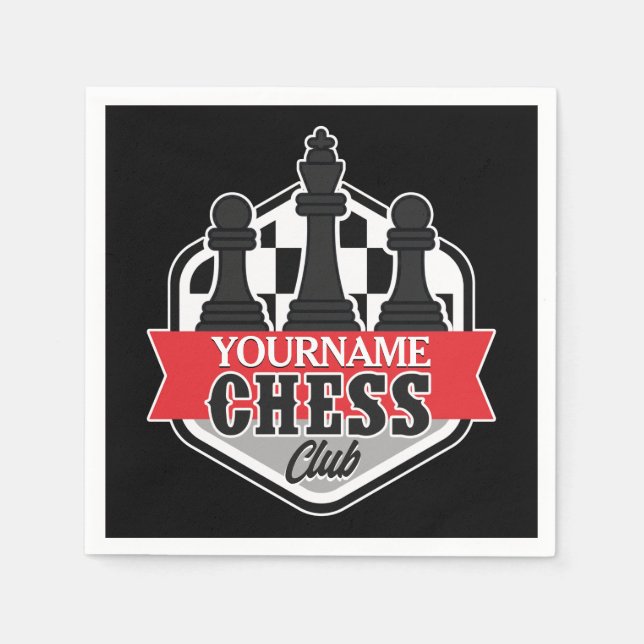 Personalised NAME Chess Player Club Checkmate Napkin (Front)