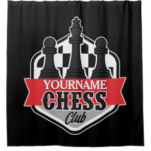 Personalised NAME Chess Player Club Checkmate Shower Curtain
