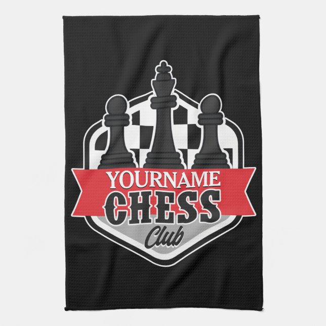 Personalised NAME Chess Player Club Checkmate  Tea Towel (Vertical)