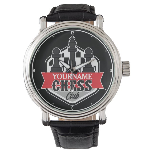 Personalised NAME Chess Player Club Checkmate  Watch (Front)