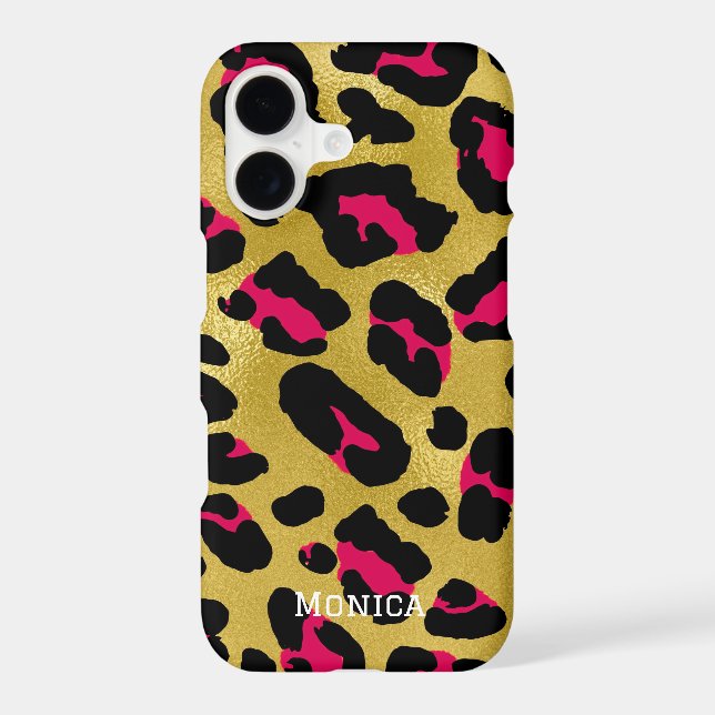 Personalised Name Chic Gold Glitter Black Leopard  (Back)