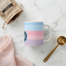 Personalised Name Chic Pastel Striped Pink & Blue