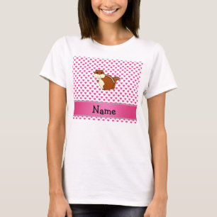 Personalised name chipmunk pink hearts T-Shirt