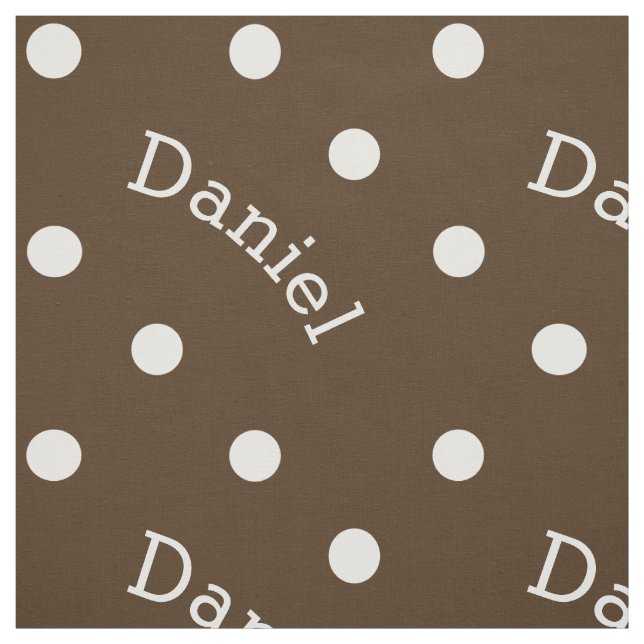Personalised Name Chocolate Brown Polka Dot Fabric (Swatch)