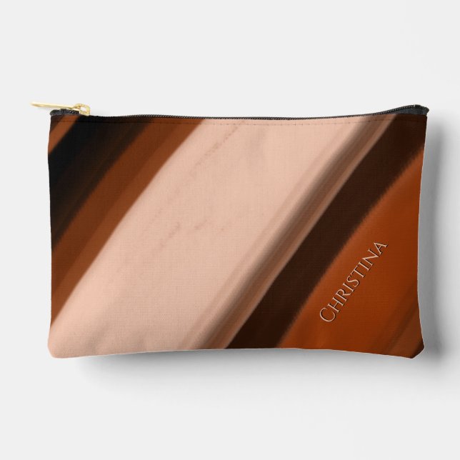 Personalised Name Chocolate Toffee Taupe  Accessory Pouch (Front)