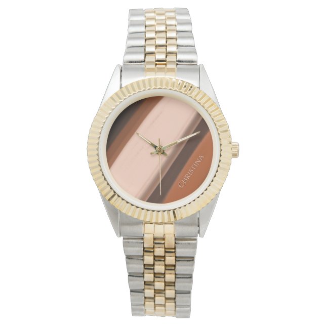 Personalised Name Chocolate Toffee Taupe  Watch (Front)