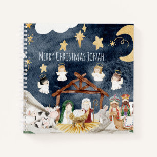 Personalised Name Christian Christmas Kids Notebook