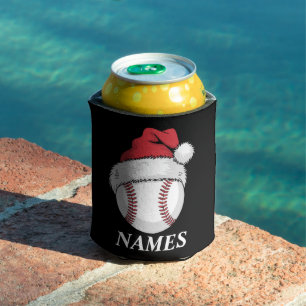 Personalised Name Christmas Baseball Santa Hat Can Cooler