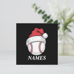 Personalised Name Christmas Baseball Santa Hat Holiday Card