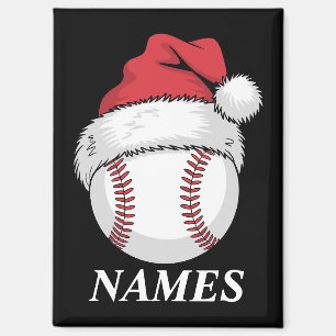 Personalised Name Christmas Baseball Santa Hat Magnet