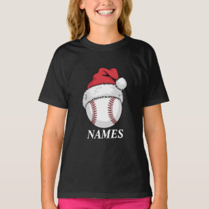 Personalised Name Christmas Baseball Santa Hat T-Shirt