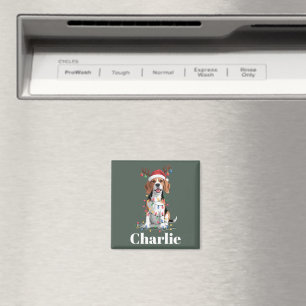 Personalised Name Christmas Beagle Dog Lover Magnet
