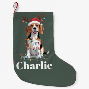 Personalised Name Christmas Beagle Dog Lover Small Christmas Stocking