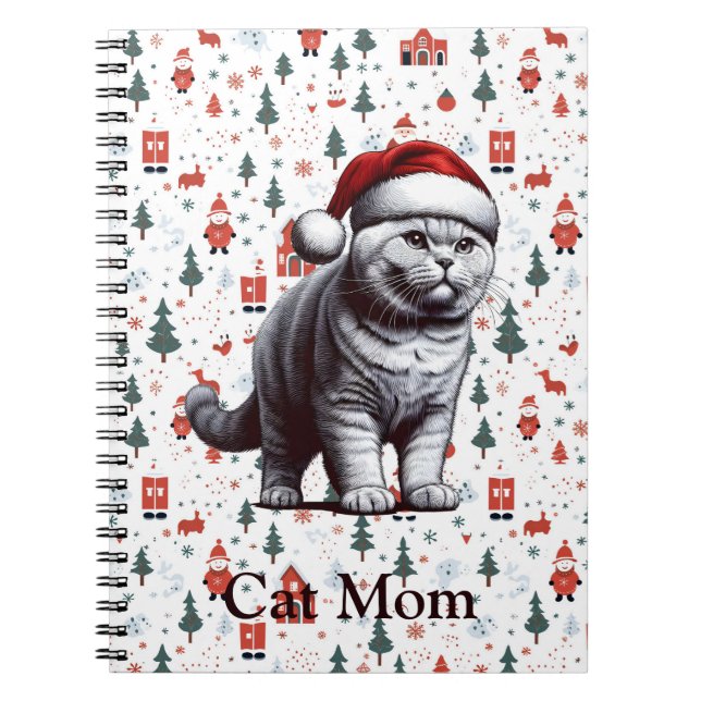 Personalised Name Christmas British shorthair Cat Notebook (Front)
