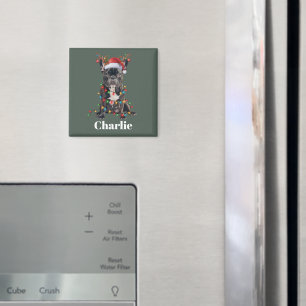 Personalised Name Christmas French Bulldog Dog Magnet