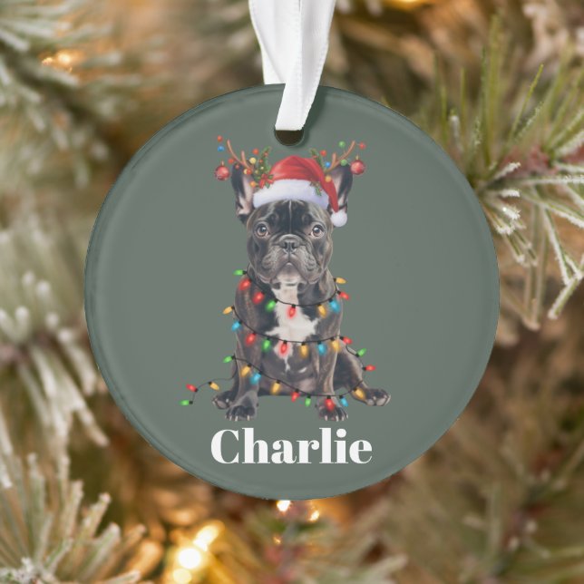 Personalised Name Christmas French Bulldog Dog  Ornament (Tree)
