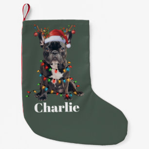 Personalised Name Christmas French Bulldog Dog  Small Christmas Stocking