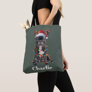 Personalised Name Christmas French Bulldog Dog  Tote Bag