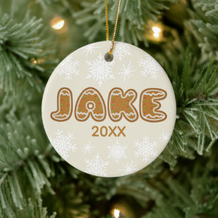 Personalised Name Christmas Gingerbread Cookies Ceramic Tree Decoration