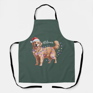 Personalised Name Christmas Golden Retriever Dog Apron