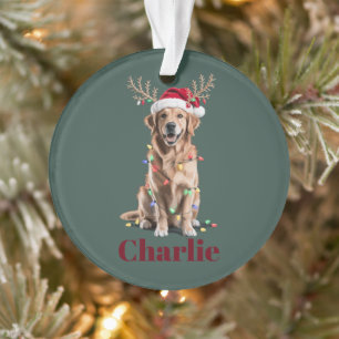 Personalised Name Christmas Golden Retriever Dog Ornament
