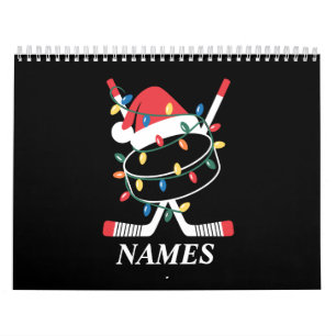 Personalised Name Christmas Hockey Xmas Santa Hat Calendar