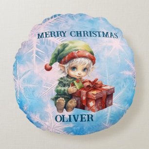 Personalised name Christmas Round Cushion