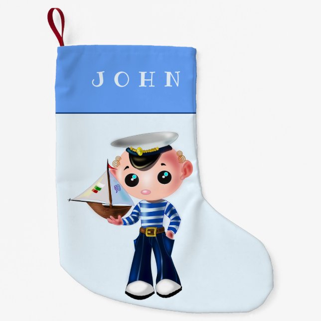 Personalised Name Christmas Stocking Captain Boy (Front)