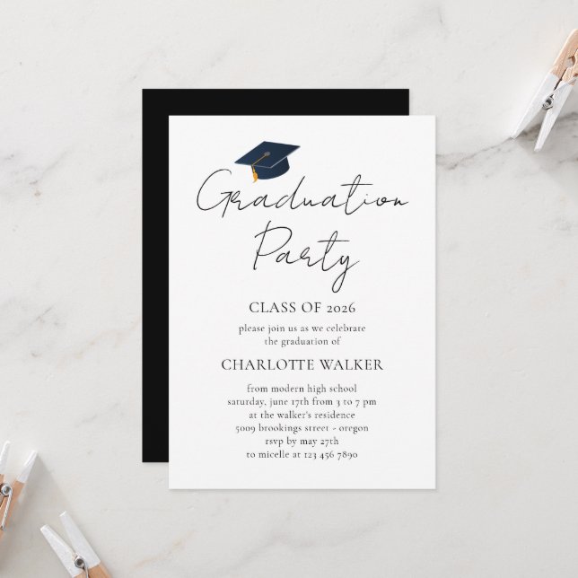 Personalised Name Class of 2026 Graduation  Invitation (Front/Back In Situ)