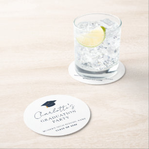 Personalised Name & Class of 2026 Graduation Round Paper Coaster