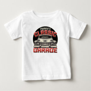 Personalised NAME Classic Car Garage Custom Shop Baby T-Shirt