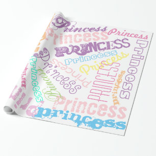 Personalised Name Collage Gift Wrap Pastel Colours