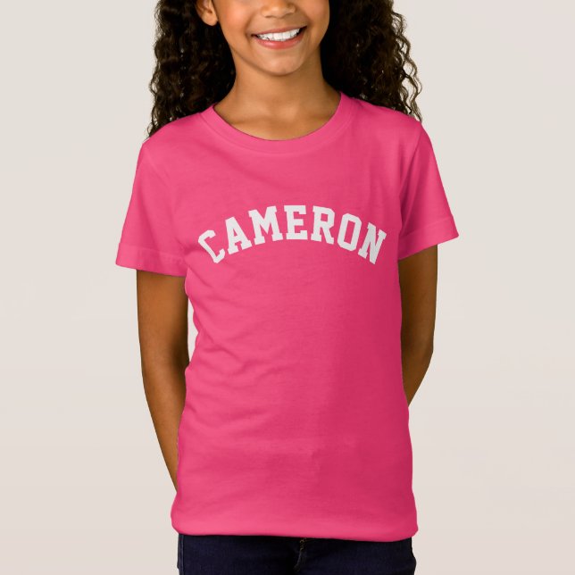 Personalised Name College Athletic Typography Pink T-Shirt (Front)