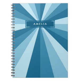 Personalised Name Colour Wheel Shades of Blue Spiral Notebook