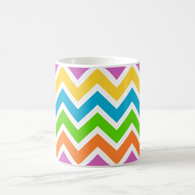 Personalised Name Colourful Chevron Coffee Mug (Center)